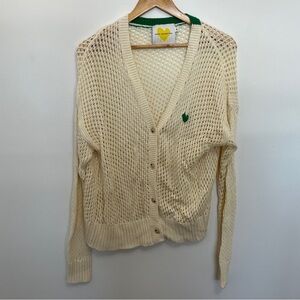 Kerri Rosenthal Knit Sweater in Cream & Green Size XL